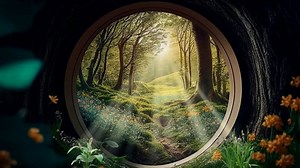 Window, Forest, Butterflies. Free Stock Video