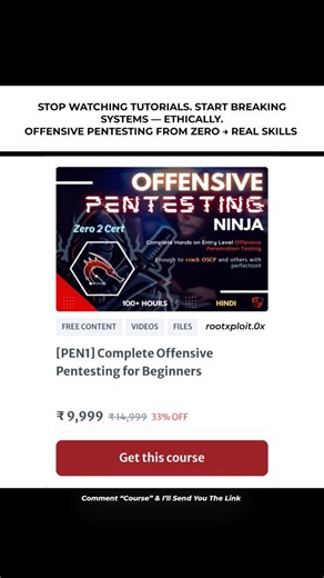 RootXploit.0x™️ | Ghost Operator on Instagram: "Comment “course” & I'll Send You The Link 🔥💀 . . Follow @rootxploit.0x for more 🗿 Cybersecurity InfoSec DataProtection CyberAttack Hacking CyberCrime CyberDefense Encryption NetworkSecurity Ransomware Phishing Malware EthicalHacking CloudSecurity ZeroTrust CyberThreats Crypto Blockchain Cryptocurrency Bitcoin Ethereum PiCoin DeFi NFT Web3 CryptoWallet Credit - @rootxploit.0x #MatrixMeme #HackingCulture #CyberSecurity #TechLife #CodeLovers #NeoVi