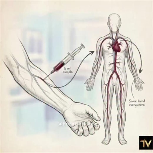 Trend Vikky on Instagram: "Doctor takes just 5 ml of blood 🩸 and gives a report about the entire 5 liters inside your body. Sounds impossible? It isn’t. This works because of a simple concept called a Homogeneous Mix 🧪 Think of tea ☕ To check sugar, you don’t drink the whole cup. One sip is enough — because sugar is evenly mixed. Your heart ❤️ works like a nonstop mixer. Blood in your toe, neck, or arm — same composition. That’s why reports show percentages. It means per 100 ml of blood, not t