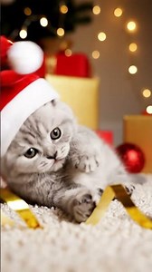 Cutest Christmas Kitten You’ll See Today 🐱🎄