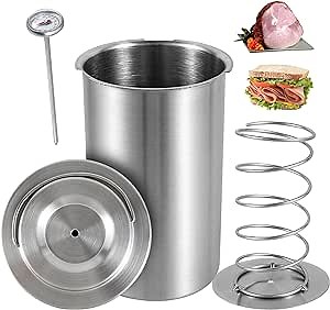 304 Stainless Steel Ham Press Maker,Meat Press Cooker, Multifunctional Round Shape Homemade Deli Meat Press Marker Machine for Meat Pork Seafood Beef Fish Poultry (A)