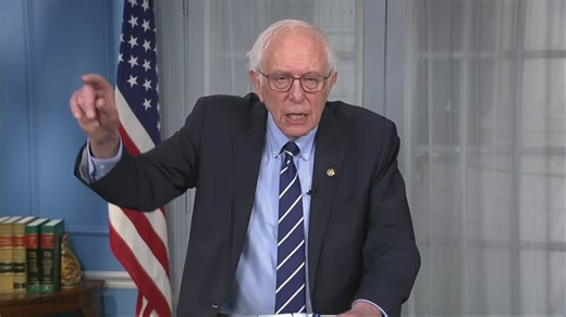 Bernie Sanders delivers remarks after President Trump's address to Congress.