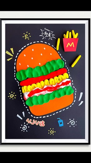 6.3K views · 41 reactions | Use cardboard and clay to make super big burgers, simple and fun, suitable for kindergarten children's handmade creative painting kindergarten #handmade #children's #painting #collage #claypainting #creative #art #love paper craft ideas | paper craft ideas | Facebook