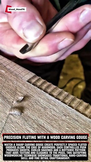 Precision Fluting with a Wood Carving Gouge #woodworking #wood #carpentry #satisfying
