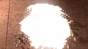 Brick wall break through demolish smash escape to white light 4K | Premium Stock Video Footage