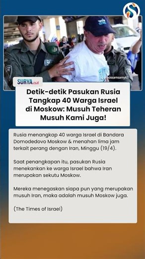 PUTIN BEKINGI IRAN? Rusia Tangkap 40 Warga Israel di Bandara Moskow: Musuh Teheran Musuh Kami Juga