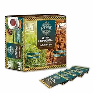S & P Ceylon Cinnamon Black Tea - Exquisite Flavor and Aroma, Pure and Authentic, Natural Ceylon Cinnamon Powder with Black Tea (50 Tea Bags, No Artificial Flavors)