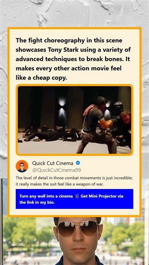 The fight choreography in this scene showcases Tony Stark using a variety of advanced techniques to