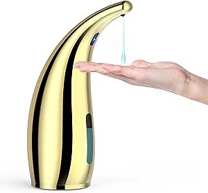 Automatic Soap Dispenser with Infrared Sensor - Adjustable 4-Level Touchless Hand Soap for Kitchen Sink, Bathroom - Battery Operated Electric Dispenser, Durable Plastic, Smart Soap Holder