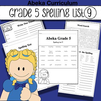 Abeka Spelling, Vocabulary & Poetry 5 - 5th Ed - List 9 - Recreation Words