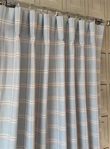Custom Light Blue Plaid Drapes With Beige Windowpane – Designer Drapery. Made in Canada - Etsy
