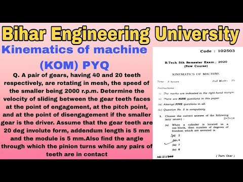 Kinematics Of Machine pyq 2022 || Numerical || BEU PYQ solution || KOM || AKU || @beuhelper