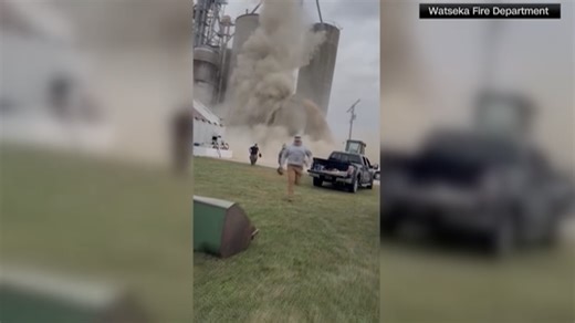 WATCH: Grain bin elevator collapses in Illinois, sending workers fleeing