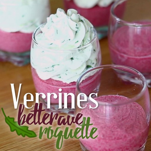 [ VERRINES BETTERAVE ROQUETTE ] 🎄De jolies verrines fraîches et colorées pour votre apéritif de fêtes 👌 🍴Tous les détails de cette recette ici→https://www.ptitchef.com/fid-1570093 | Les recettes saines de Ptitchef.com