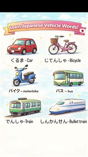 Learn Japanese Vehicle Words #learnjapanese #japaneselanguage #japanesevocabulary #jlpt #jlptn5