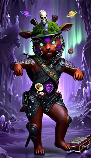 CUTE & CREEPY DANCING CAT: 😺💀 Epic Cosmic Cat Dance in the Crystal Cave! #Shorts