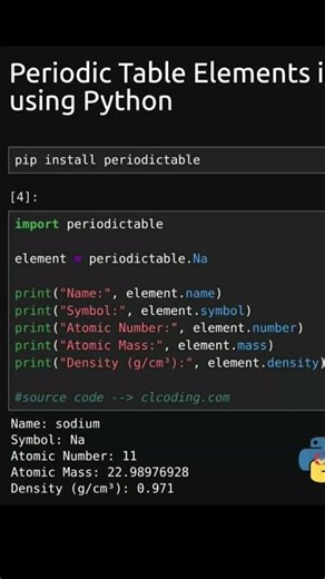 #python : comment trouver des informations de la table périodique avec python