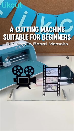 🎥✨ DIY Acrylic Board Memoirs✨🎞️ A cutting machine suitable for beginners——Likcut. 🙌🏻😃🙌🏻 When print meets cut,created this interesting acrylic sheet vinyl decoration. 🤩✨ On the left is the pattern of the movie🎥✨projector, and on the right is the film🎞️✨. You can post your favorite movies or photos🌅✨as decorations for your memoirs. This decoration uses cutting and post printing cutting techniques—all made possible with the versatile Likcut cutter.😊💕 Very suitable for placing as decora