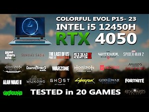COLORFUL EVOL P15- INTEL i5 12450H + RTX 4050 Gaming Benchmark Test | Tested in 20 Games |