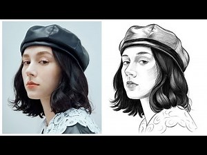 How to draw Female Realistic Face from Photo - Easy Tutorial