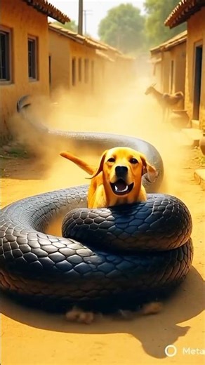“Giant Black Snake Attacks Dog in Village | Dangerous Animal Chase Story#shortsfeed