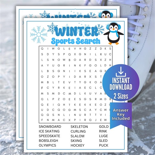Winter Sports Word Search, Winter Solstice Holiday Game, Winter Party, Snow Day Family Game, Wintertime Party Printable,trivia Game Activity - Etsy