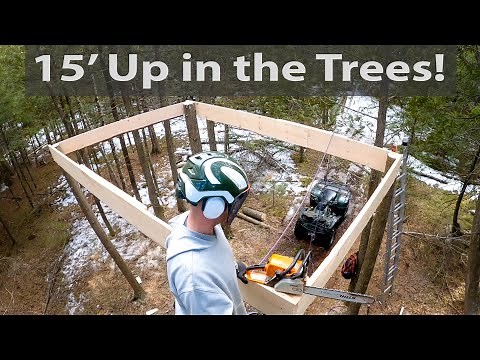 Building a 15’ High, Free-Standing Deck Alone in the Forest. Pt1 #29