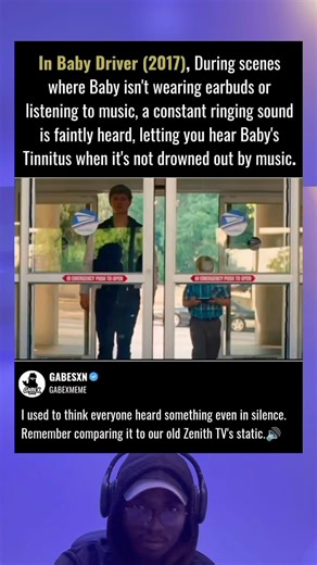 Baby Driver (2017) subtly plays a faint ringing when Baby isn’t listening to music.