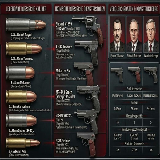 Beliebte Russische Pistolen-Kaliber & Legendäre Waffen | Makarov, Tokarev, Nagant