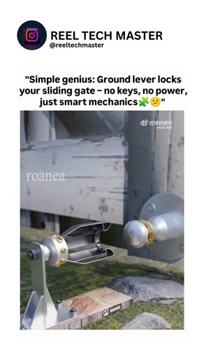 Reeltechmaster on Instagram: "This post features a short video demonstrating a simple mechanical lock for a sliding gate, where a ground-mounted lever pulls a rod to extend a pin into the gate's frame, securing it without electricity or keys. Shared by @roaneatan , an account specialising in unique, non-duplicated global clips, the content exploded to over 3 million views within hours, reflecting widespread fascination with accessible engineering hacks. The design prioritises ease and reliabilit