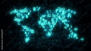 World map global technology of internet of things. Computer generated 3d render