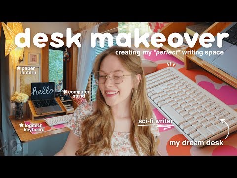 writing desk makeover ˚⊹🖇️ my aesthetic + pinterest inspired writing set-up