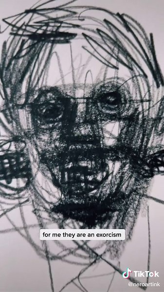 👹 demon #DIYwithBlock #darkart #horrorart #bodyhorror #horrortok #angryart #charcoalart #sketchbook #fastdrawing