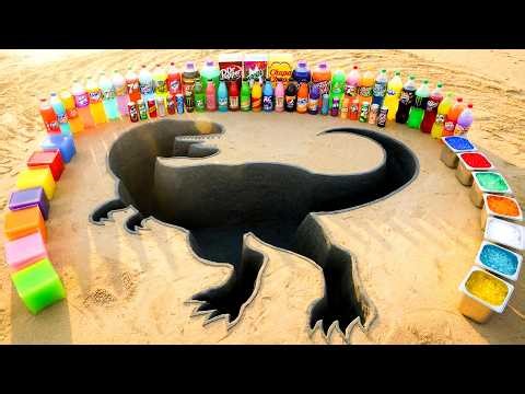 Making a Giant T-Rex Pit with Coca-Cola, Fanta, Sprite vs Mentos