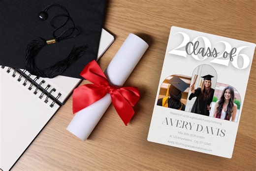 Customizable Graduation Photo Invitation Grey Commencement Ceremony Invite - Etsy