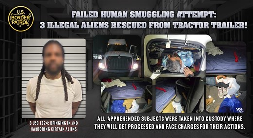 Three undocumented immigrants found hidden in tractor-trailer at Laredo checkpoint