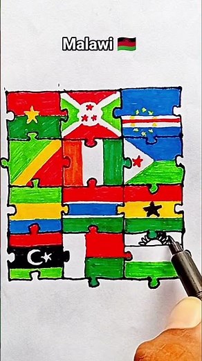 Draw Flag Map of Malawi 🇲🇼 #malawi