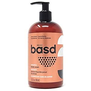 basd Organic Moisturizing Body Wash, Seductive Sandalwood, Natural Skin Care, Vegan, Hypoallergenic, 15.2 Ounce Bottle