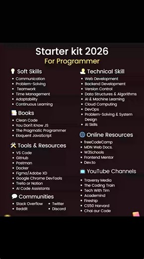 Starter Kit 2026 For Programmers. #coding #webdevelopment✨ #htmlcssjavascript #programming #viralreels | Premi Coding