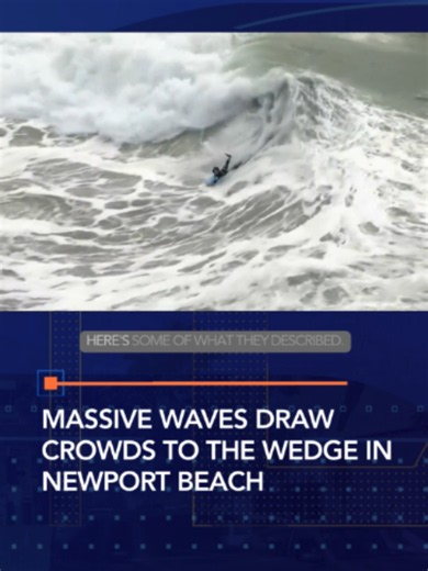 Massive waves drew crowds to The Wedge in Newport Beach on Monday as Tropical Storm Marie brought dangerous surf to Southern California. #newport #newportbeach #thewedgeofnewportbeach