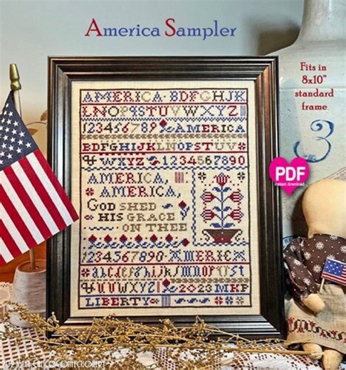 America SAMPLER Pdf/instant Download Counted Cross Stitch Pattern Calicoconfectionery Patriotic 4th of July - Etsy