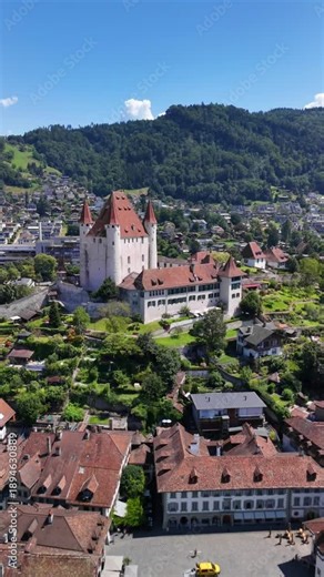 Thun Castle in the city of Thun, Switzerland medieval town Swiss Bernese Alps valley
