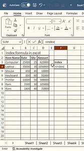 Index formula in excel , easy explanation