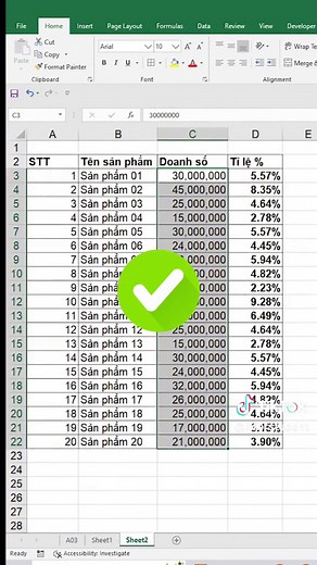 Cách tính phần trăm doanh thu trong Excel dễ dàng