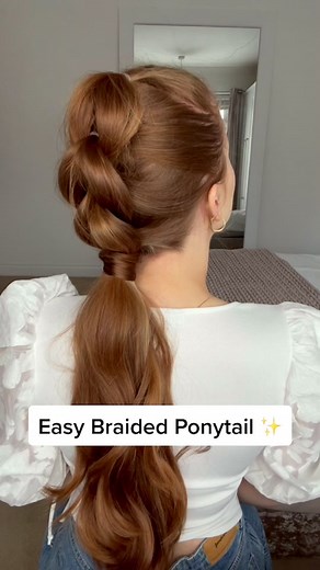 Easy Braided Ponytail ✨ #hairstyle #hairtutorial #hairtok #hair #longhair #fyp