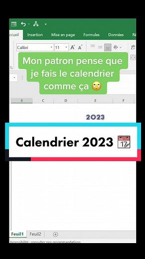 Calendrier sur Excel #excel #astuce #tutoexcel #apprendre #raccourci #raccourcisexcel