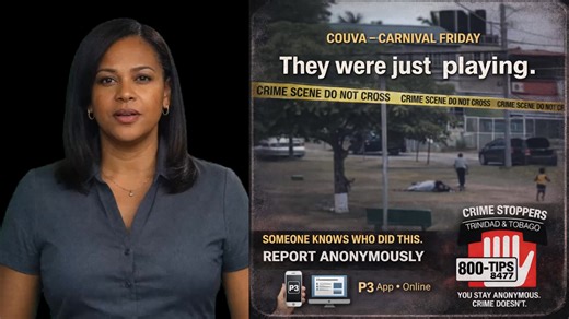 They were just playing in Couva on Carnival Friday. Then gunfire shattered the afternoon. Children ran. Screams filled the air. An infant witnessed both parents being gunned down. This is more than crime. This is trauma. This is terror in a playground. If you saw something… If you know something… Say something. 📞 Call 800-TIPS (8477) 📱 Use the P3 App 🌐 Report online 100% anonymous. No names. No tracing. No court. Your information can stop the next shooting. It can protect the next child. #Cri