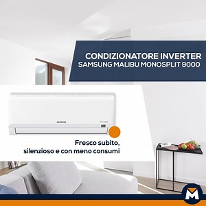 1.7K views · 23 reactions | Perché il Condizionatore Samsung Malibu Monosplit 9000 è la soluzione ideale per raffrescare la casa: ✔️ Tecnologia Digital Inverter: mantenimento costante della temperatura per un minor consumo ✔️ Filtri HD per un'aria più pura ✔️ Raffrescamento rapido Scopri questo modello e tanti altri nei nostri negozi e ricordarti di affidarti sempre ad un professionista per la corretta installazione. #Tecnomat #condizionatori | Tecnomat Italia | Facebook