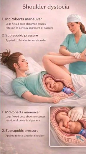 shoulder dystocia management:McRoberts maneuver and Suprapubic pressure