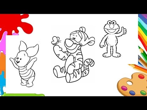 Coloring Famous Cartoon Characters! 🎨 Tigger, Piglet & Elmo Fun Art